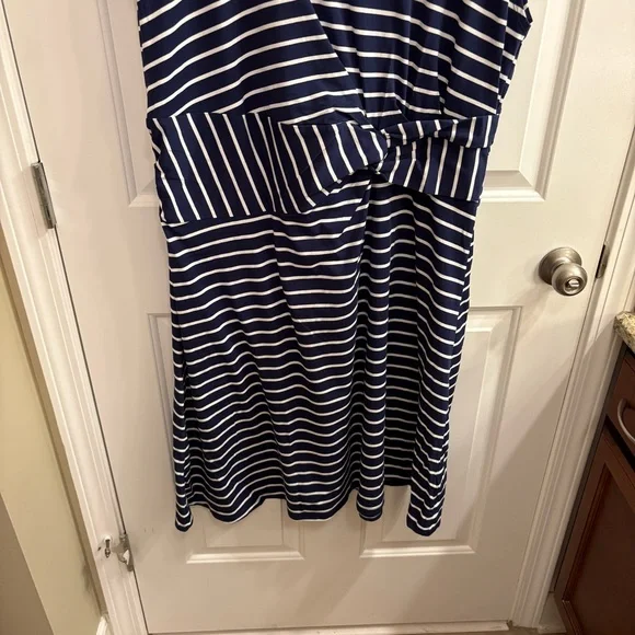 Lands' End Navy and White Midi Dress 1X NWOT - Picture 2 of 7
